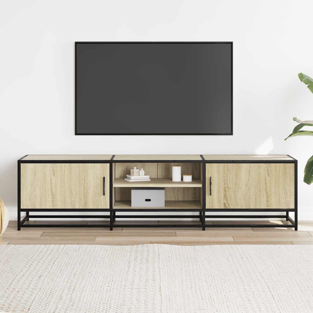 Mobile TV Rovere Sonoma 160x35x41cm Legno Multistrato e Metallo