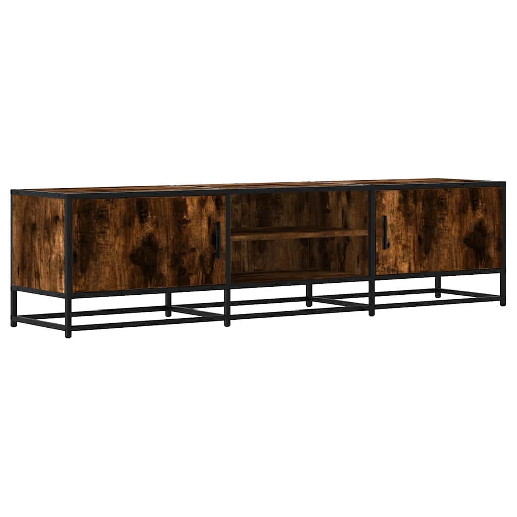 Mobile TV Rovere Fumo 160x35x41 cm Legno Multistrato e Metallo