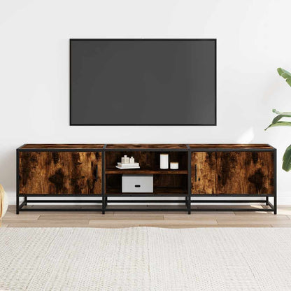 Mobile TV Rovere Fumo 160x35x41 cm Legno Multistrato e Metallo