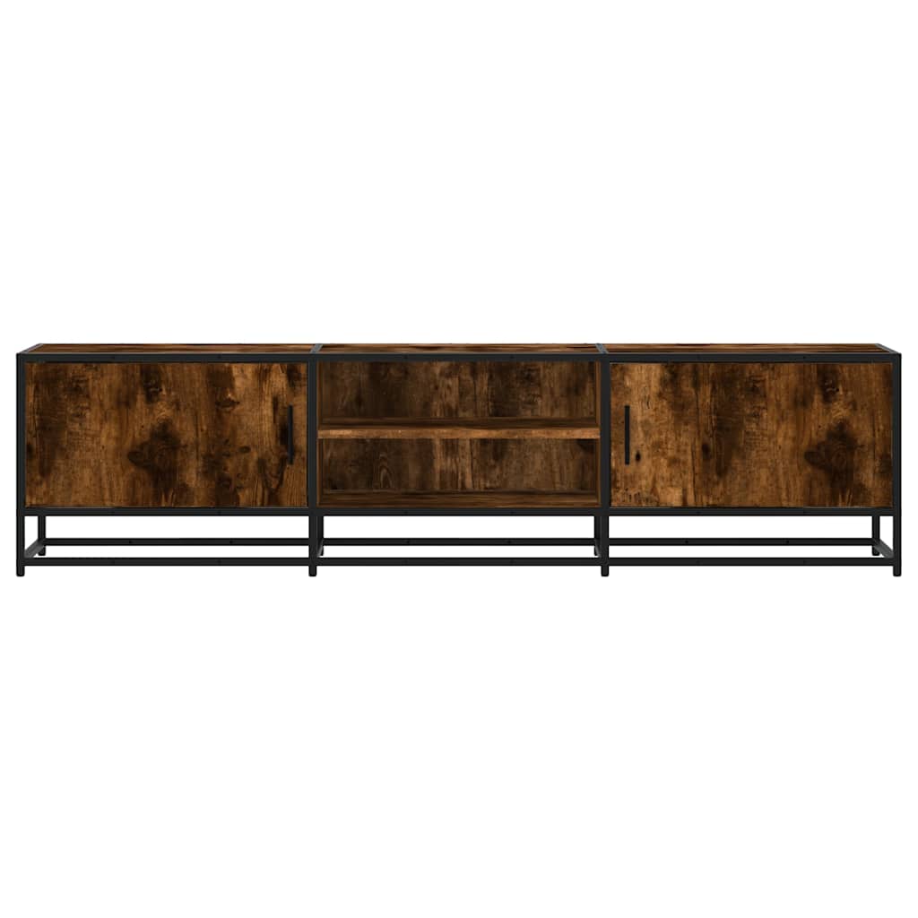 Mobile TV Rovere Fumo 160x35x41 cm Legno Multistrato e Metallo