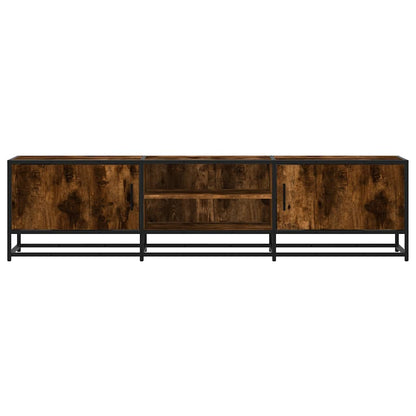 Mobile TV Rovere Fumo 160x35x41 cm Legno Multistrato e Metallo