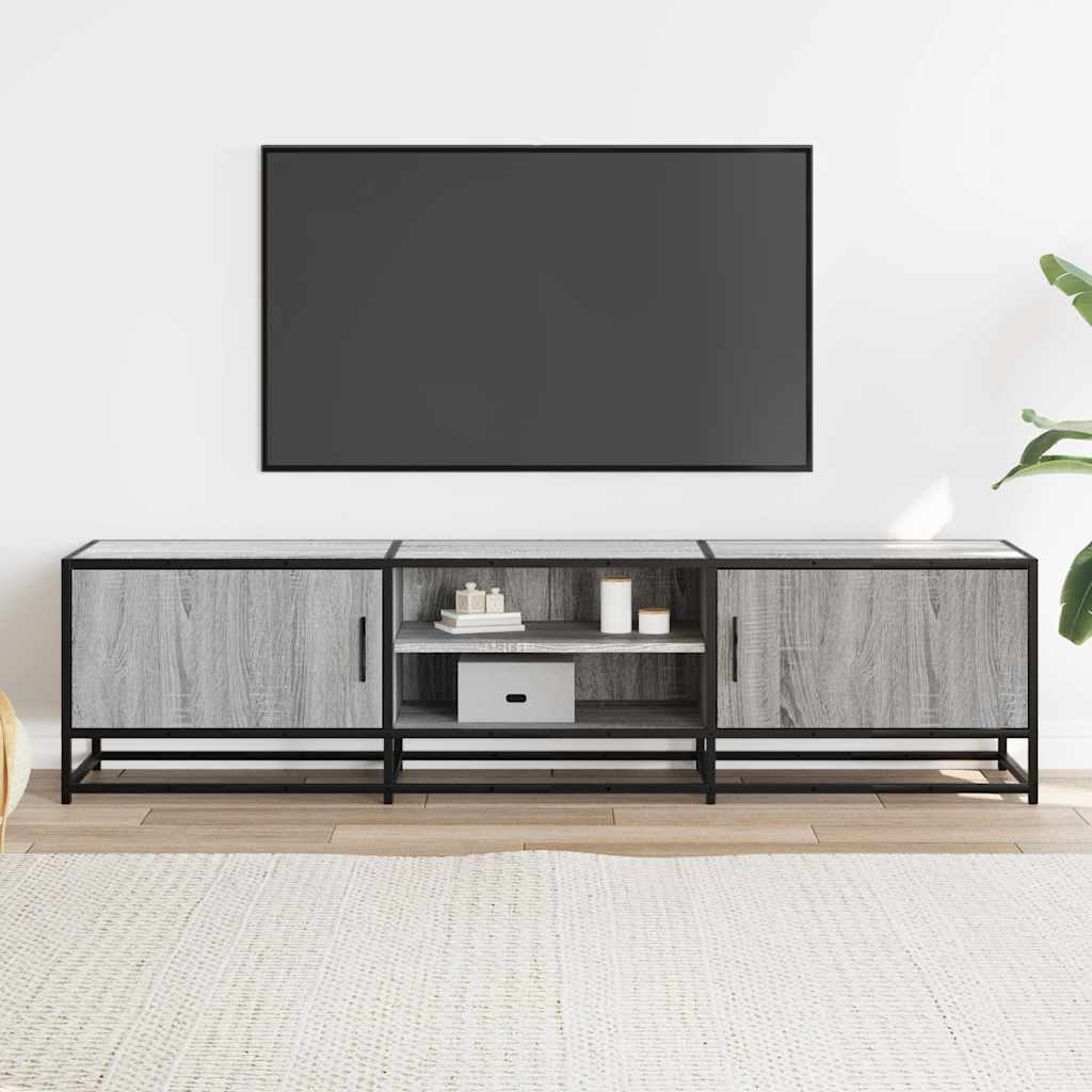 Mobile TV Grigio Sonoma 160x35x41cm Legno Multistrato e Metallo