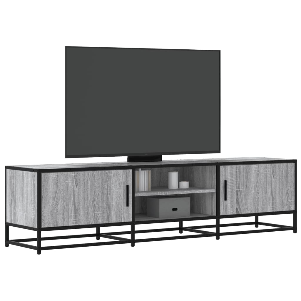 Mobile TV Grigio Sonoma 160x35x41cm Legno Multistrato e Metallo