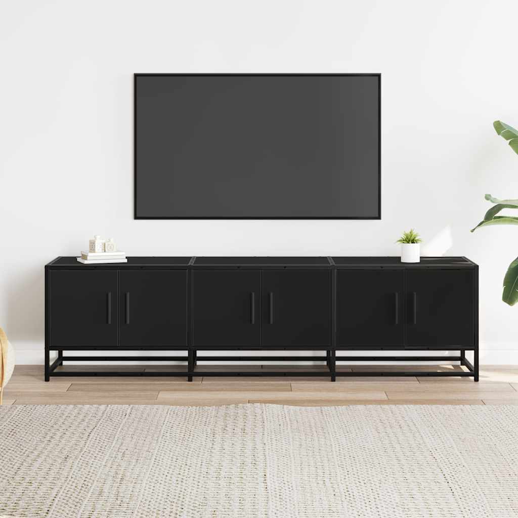 Mobile Porta TV Nero 150x35x41 cm in Truciolato e Metallo