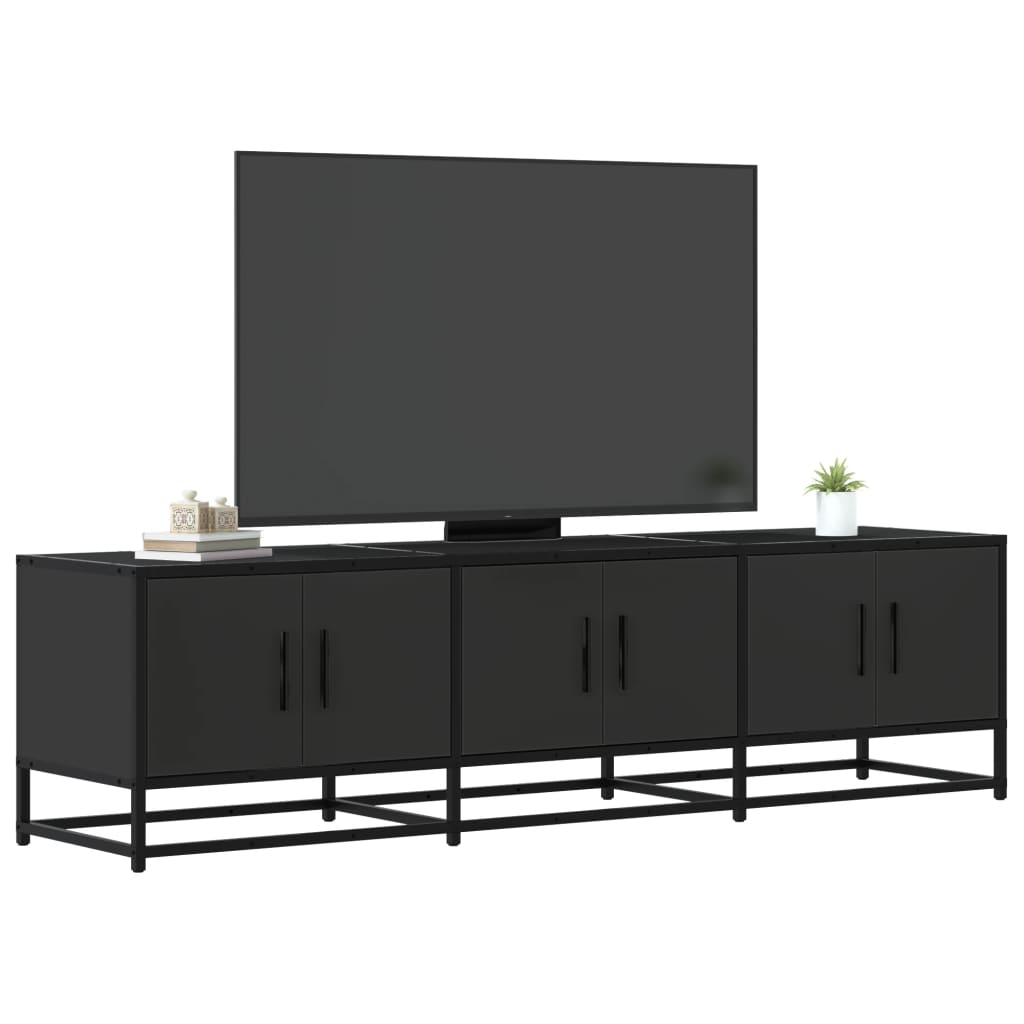 Mobile Porta TV Nero 150x35x41 cm in Truciolato e Metallo