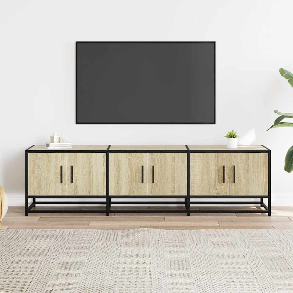 Mobile TV Rovere Sonoma 150x35x41 cm in Truciolato e Metallo