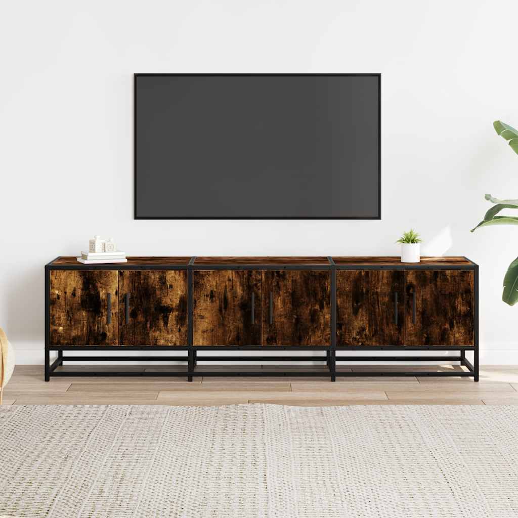 Mobile TV Rovere Fumo 150x35x41 cm in Truciolato e Metallo