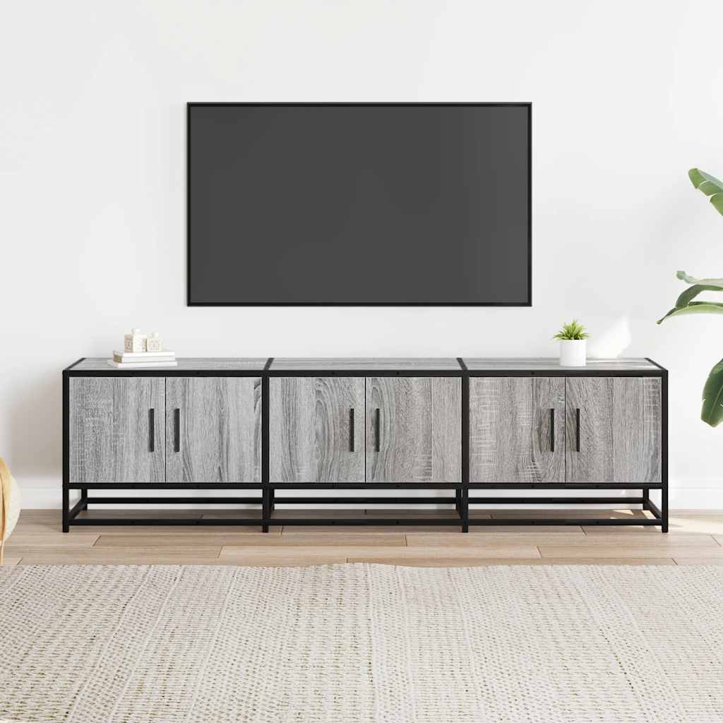 Mobile TV Grigio Sonoma 150x35x41cm in Truciolato e Metallo