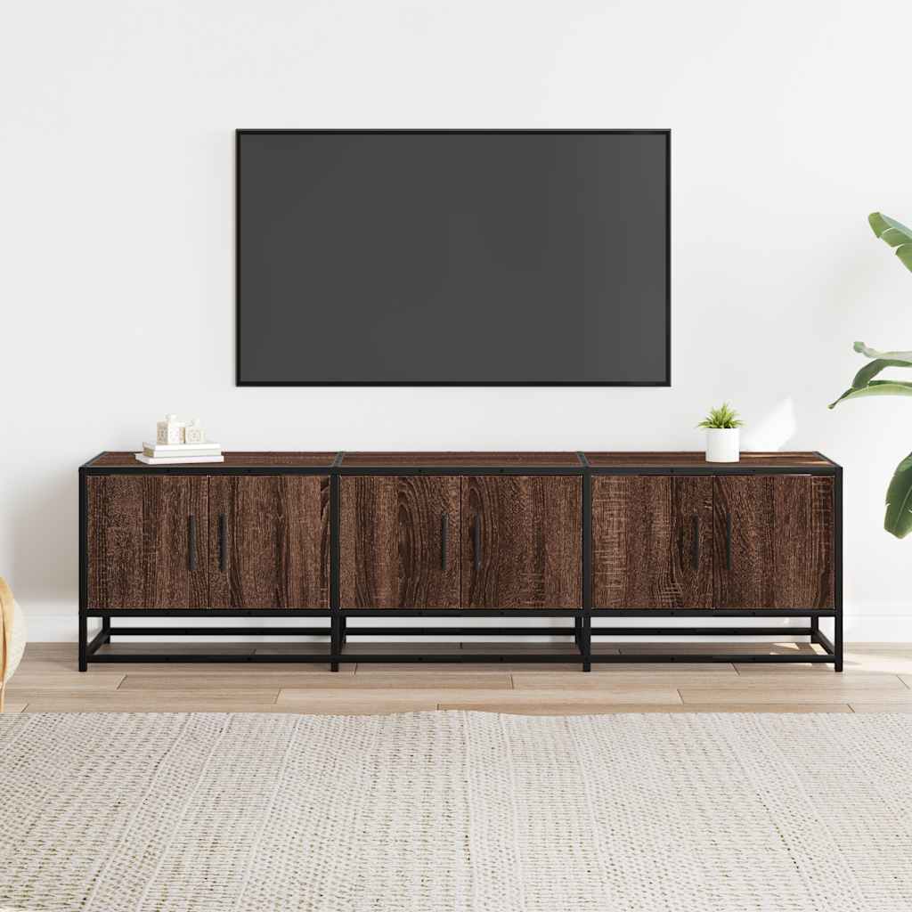 Mobile TV Rovere Marrone 150x35x41 cm in Truciolato e Metallo