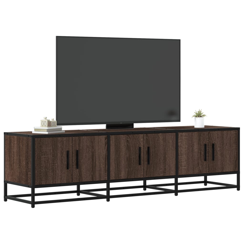 Mobile TV Rovere Marrone 150x35x41 cm in Truciolato e Metallo