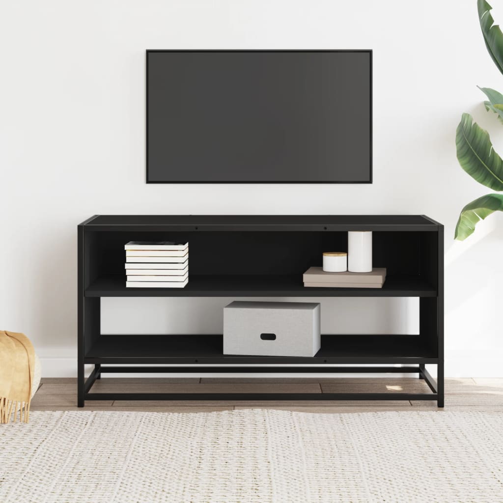 Mobile Porta TV Nero 91x40x46 cm in Truciolato e Metallo
