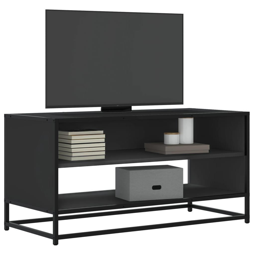 Mobile Porta TV Nero 91x40x46 cm in Truciolato e Metallo