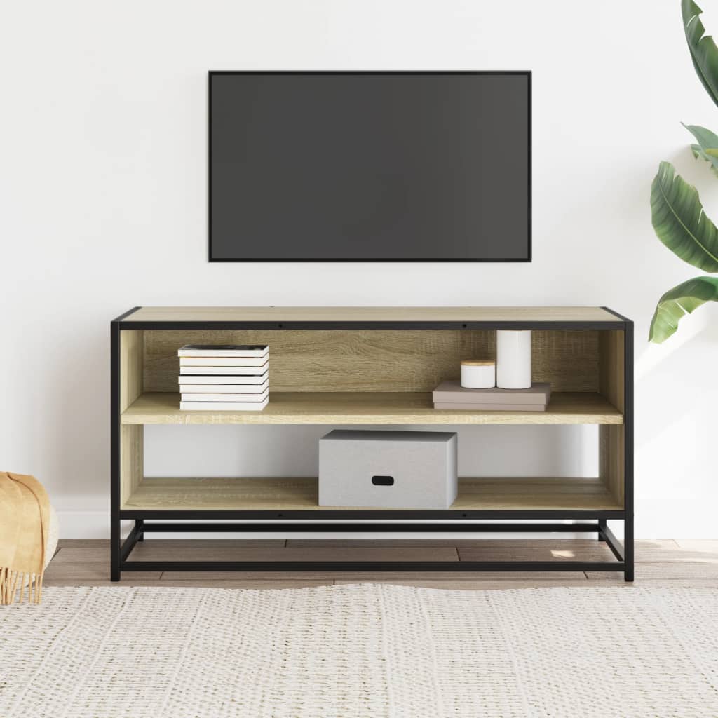 Mobile TV Rovere Sonoma 91x40x46 cm Legno Multistrato e Metallo