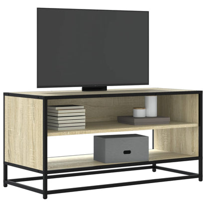 Mobile TV Rovere Sonoma 91x40x46 cm Legno Multistrato e Metallo