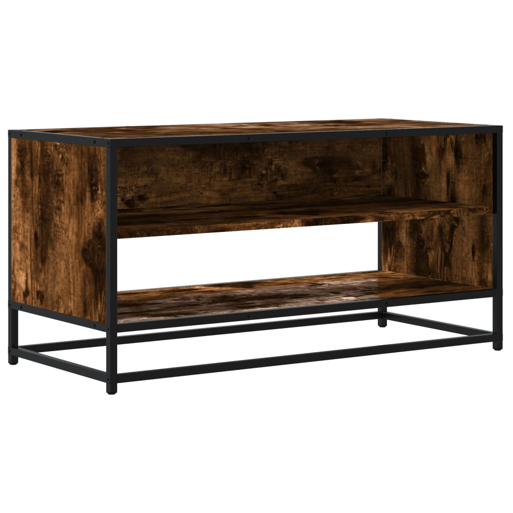 Mobile TV Rovere Fumo 91x40x46 cm Legno Multistrato e Metallo