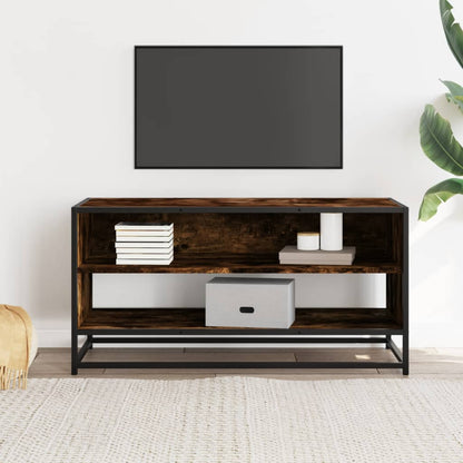 Mobile TV Rovere Fumo 91x40x46 cm Legno Multistrato e Metallo