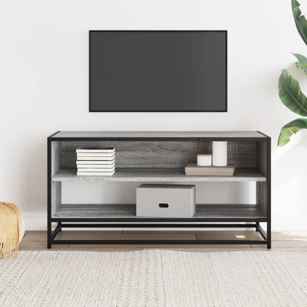 Mobile TV Grigio Sonoma 91x40x46 cm Legno Multistrato e Metallo