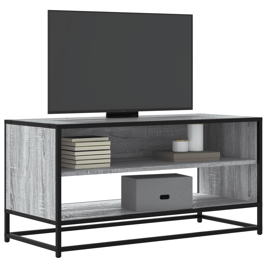 Mobile TV Grigio Sonoma 91x40x46 cm Legno Multistrato e Metallo