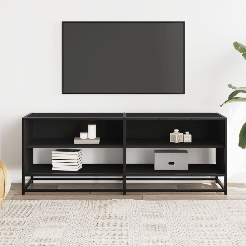 Mobile Porta TV Nero 120,5x40x46 in Truciolato e Metallo
