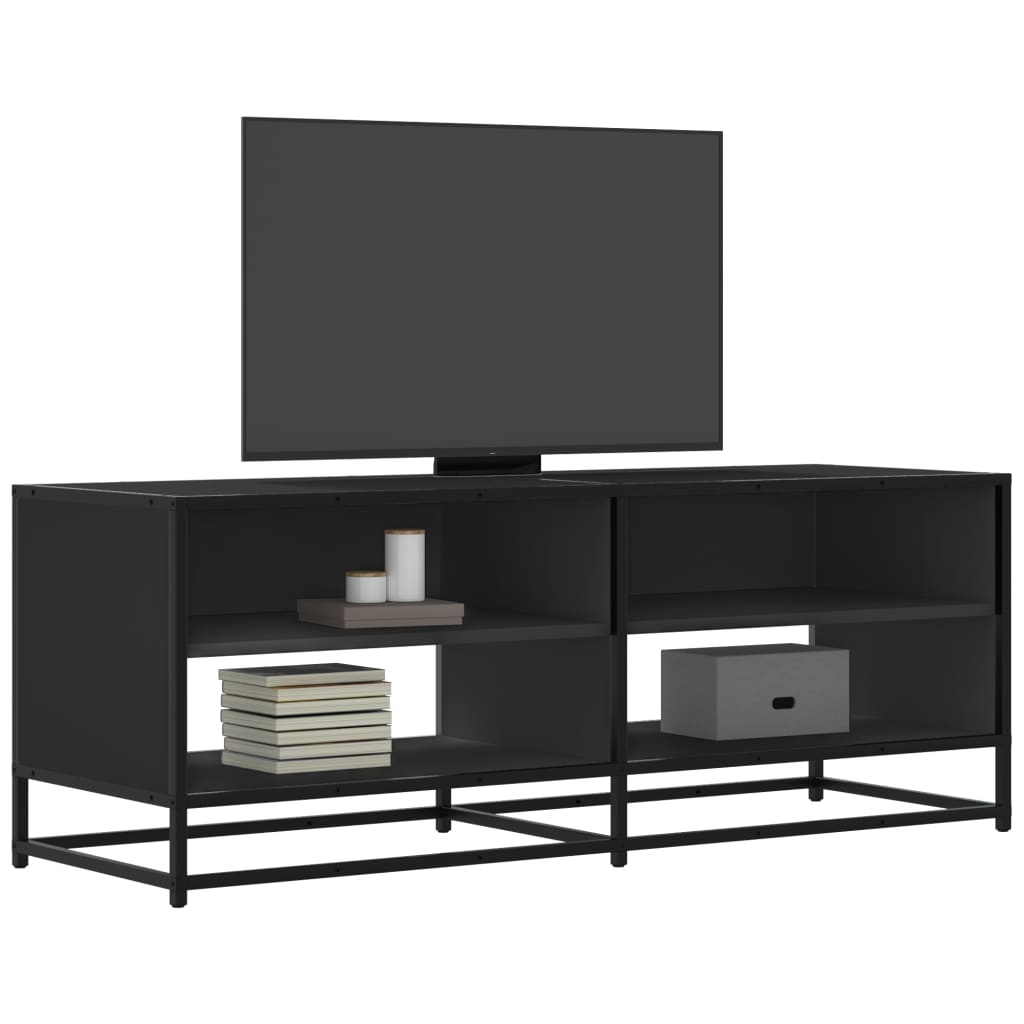 Mobile Porta TV Nero 120,5x40x46 in Truciolato e Metallo