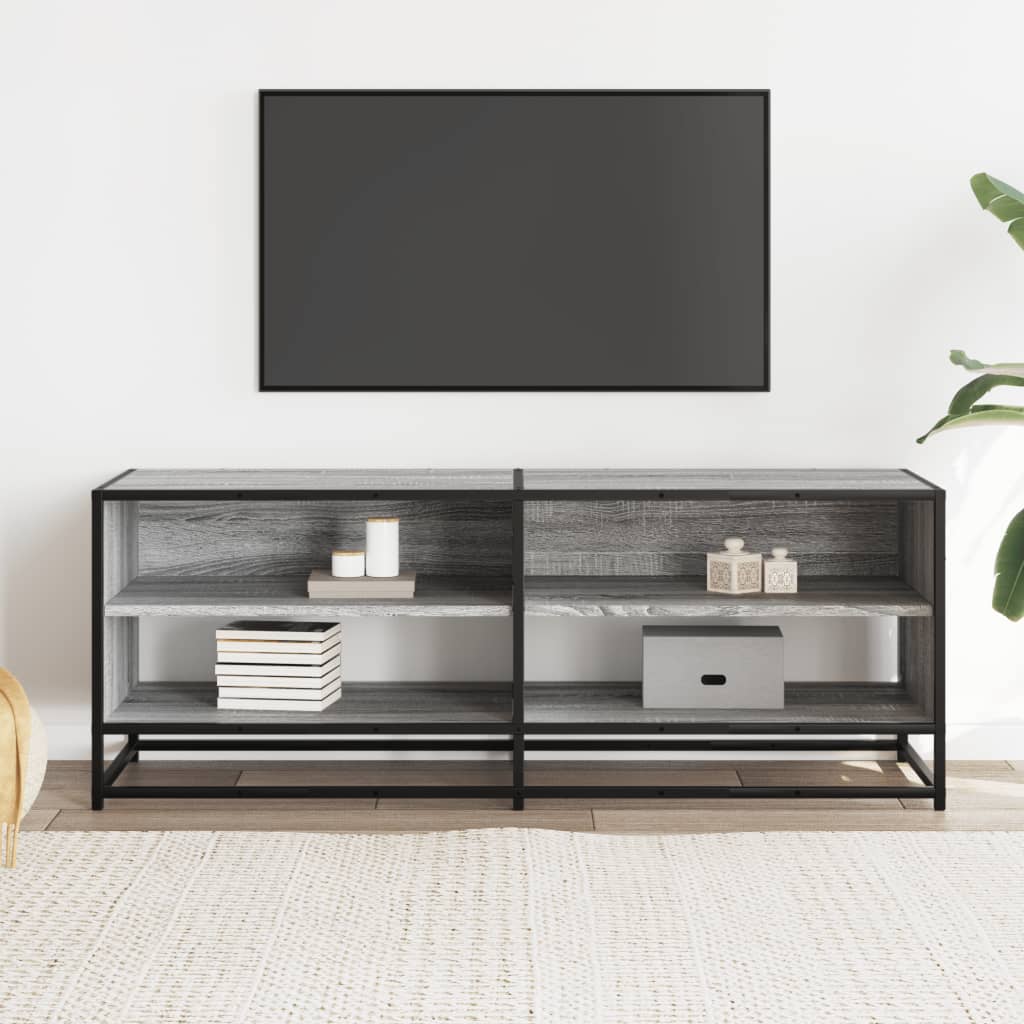 Mobile TV Grigio Sonoma 120,5x40x46cm Legno Multistrato Metallo