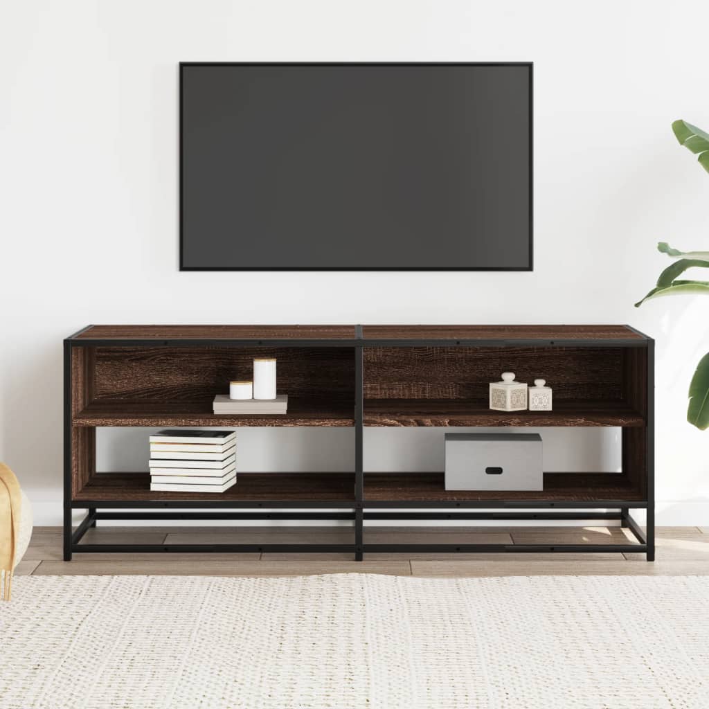 Mobile TV Rovere Marrone 120,5x40x46 cm Multistrato e Metallo