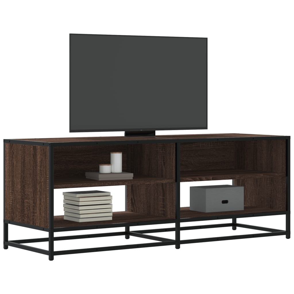Mobile TV Rovere Marrone 120,5x40x46 cm Multistrato e Metallo