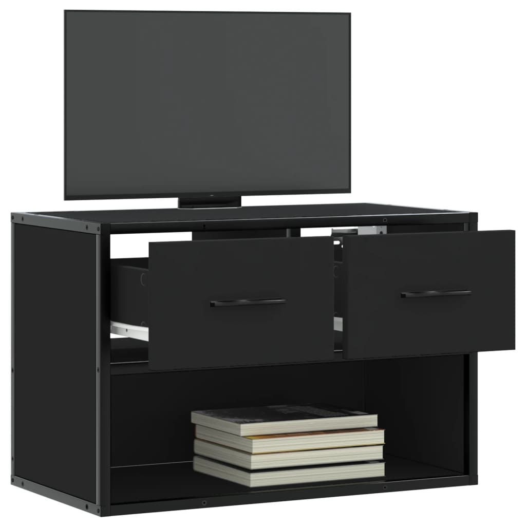Mobile Porta TV Nero 60x31x39,5cm in Truciolato e Metallo