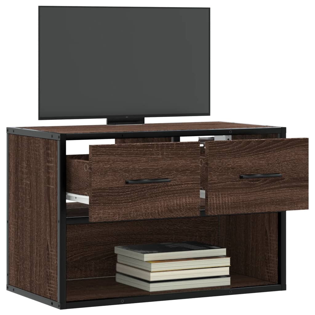 Mobile TV Rovere Marrone 60x31x39,5cm in Truciolato e Metallo