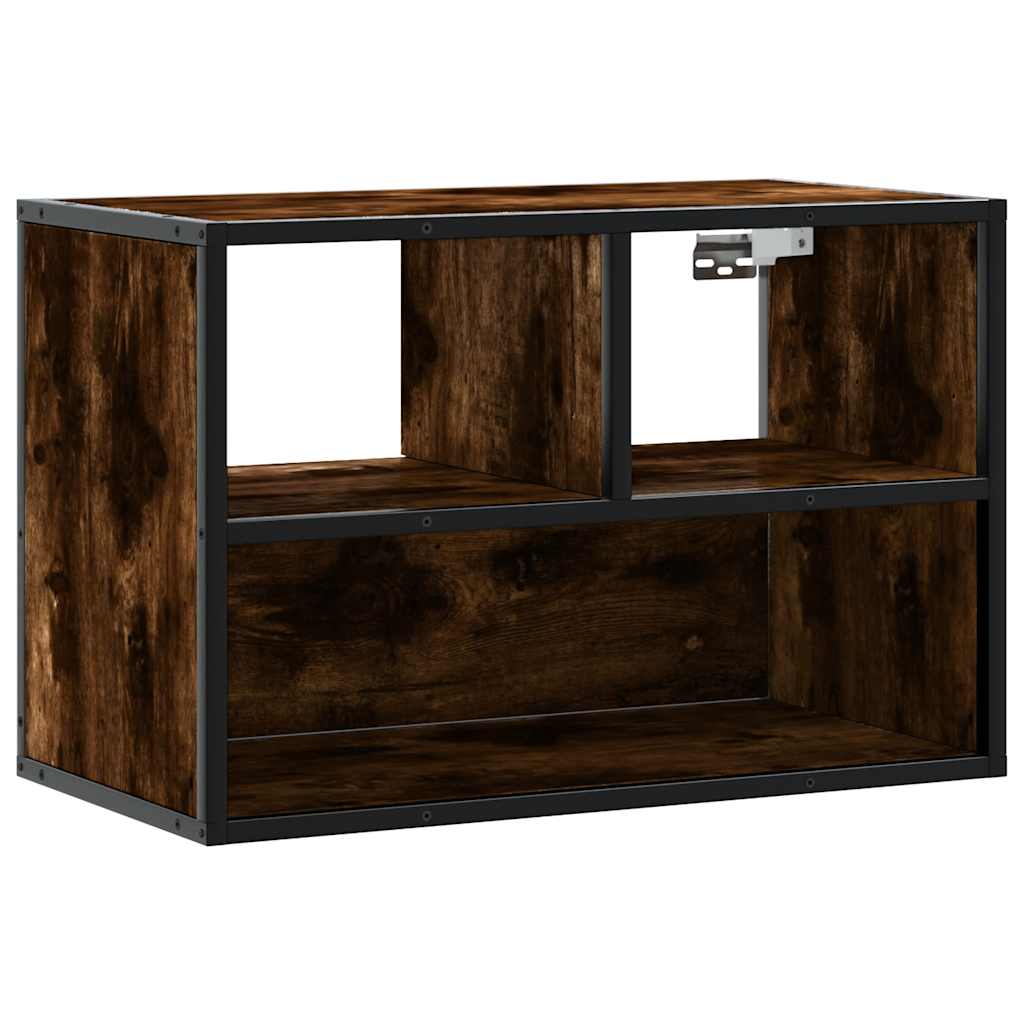 Mobile TV Rovere Fumo 60x31x39,5 cm Legno Multistrato e Metallo