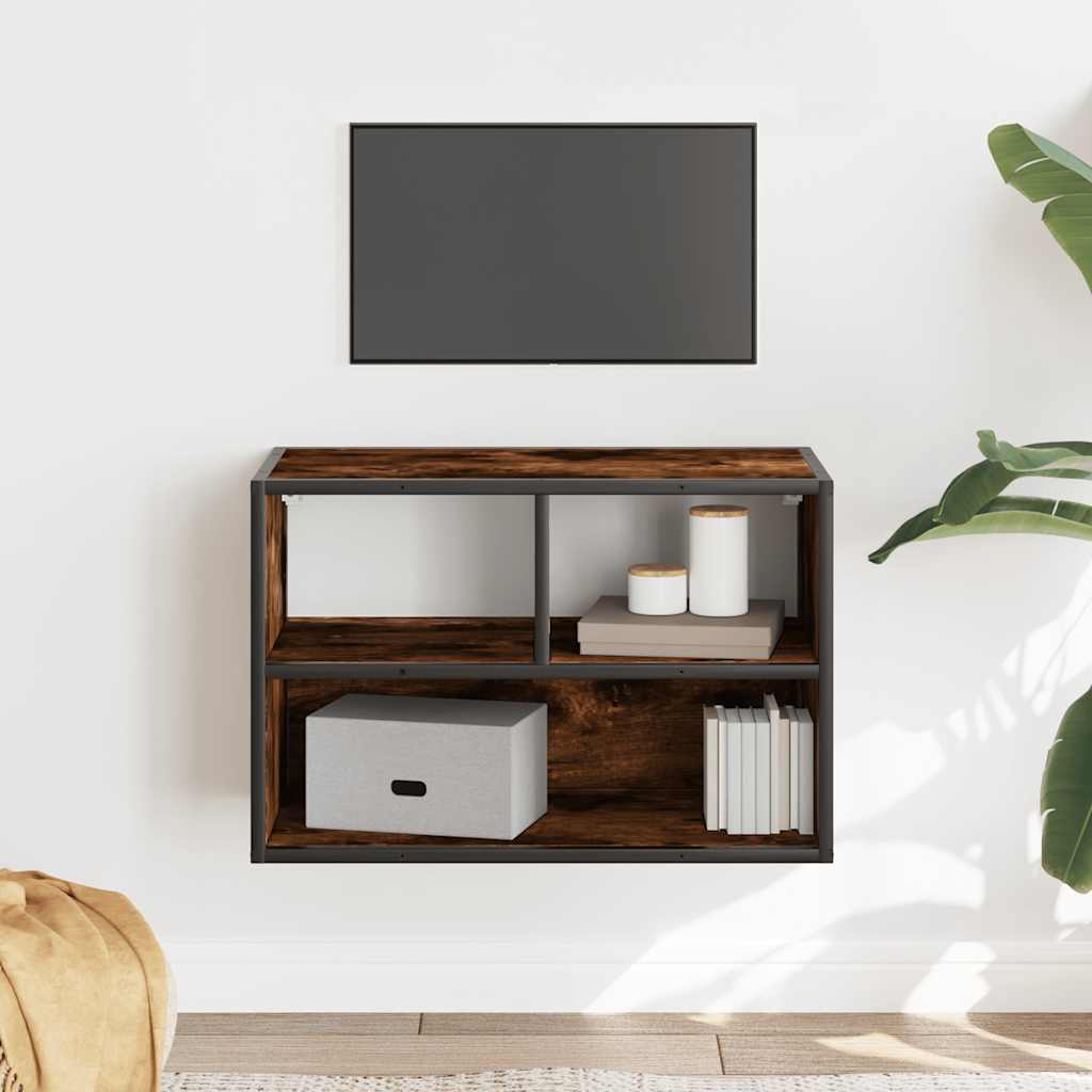 Mobile TV Rovere Fumo 60x31x39,5 cm Legno Multistrato e Metallo