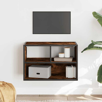 Mobile TV Rovere Fumo 60x31x39,5 cm Legno Multistrato e Metallo