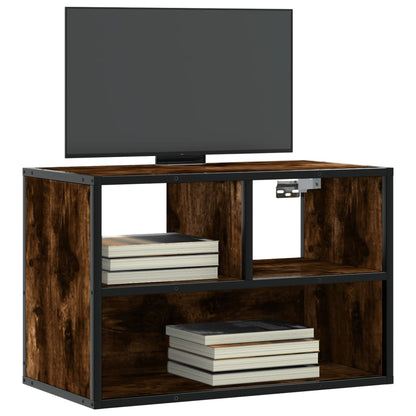 Mobile TV Rovere Fumo 60x31x39,5 cm Legno Multistrato e Metallo