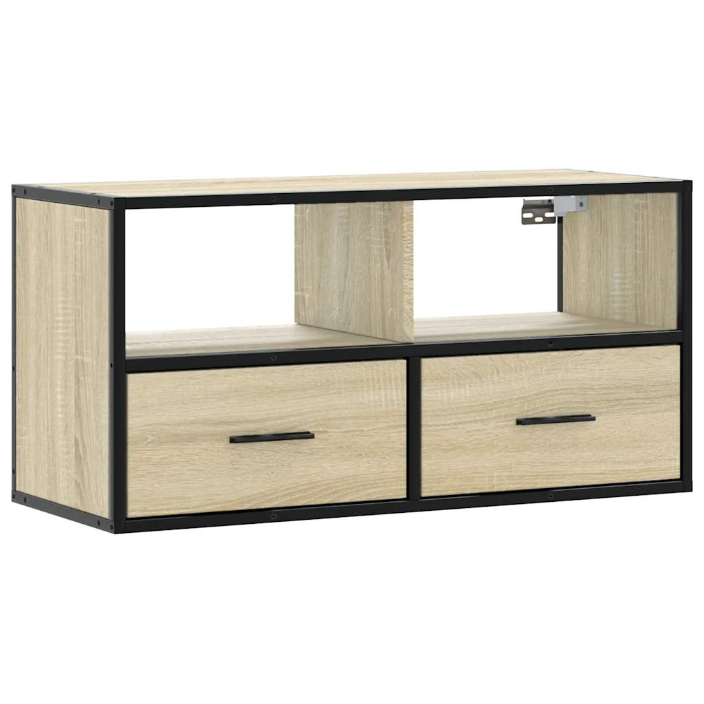 Mobile TV Rovere Sonoma 80x31x39,5 cm Legno Multistrato Metallo