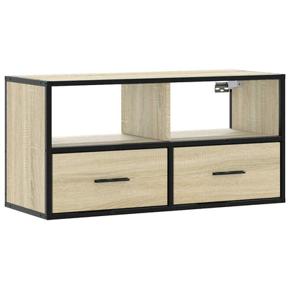 Mobile TV Rovere Sonoma 80x31x39,5 cm Legno Multistrato Metallo