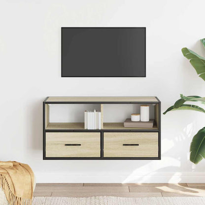 Mobile TV Rovere Sonoma 80x31x39,5 cm Legno Multistrato Metallo