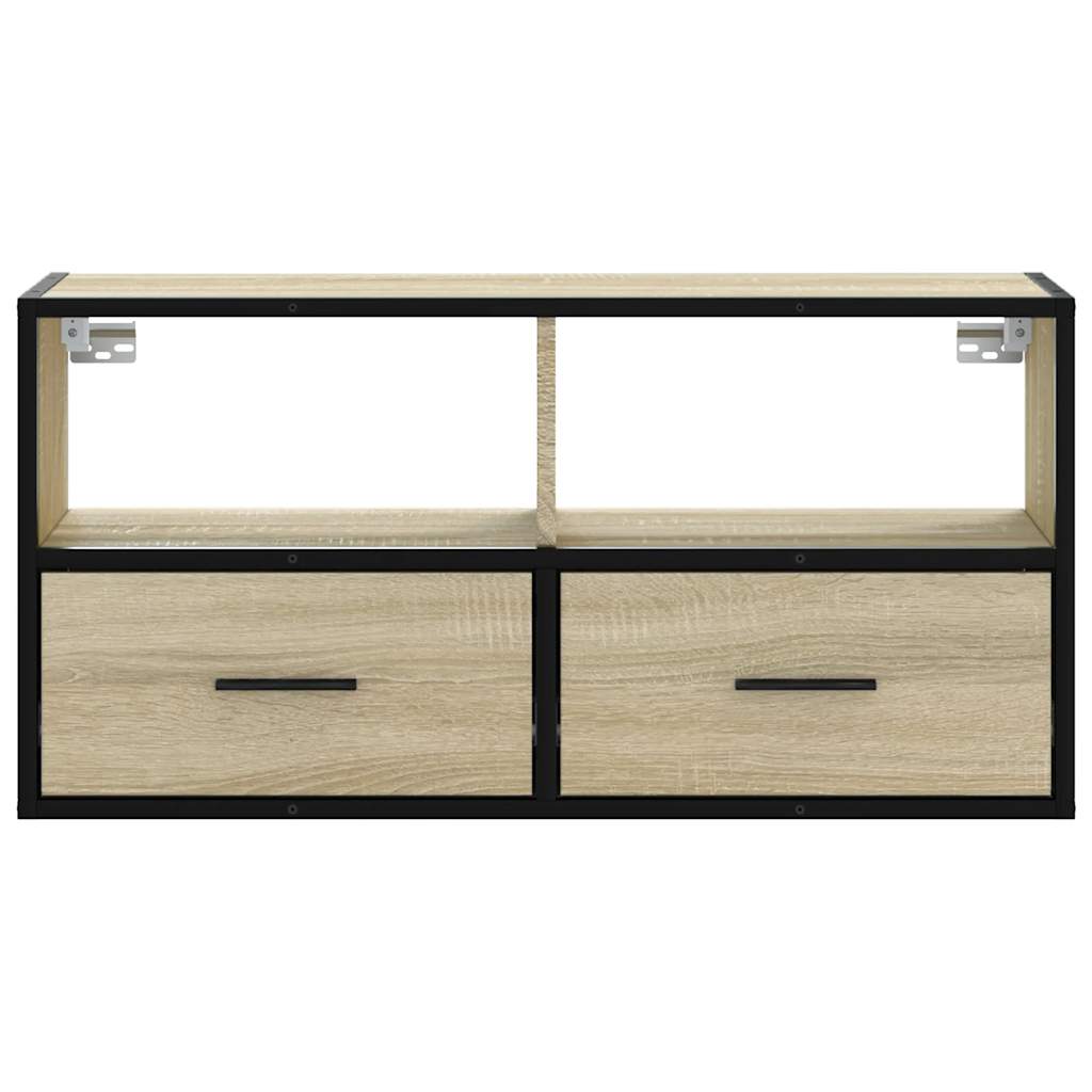 Mobile TV Rovere Sonoma 80x31x39,5 cm Legno Multistrato Metallo