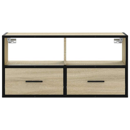 Mobile TV Rovere Sonoma 80x31x39,5 cm Legno Multistrato Metallo