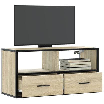 Mobile TV Rovere Sonoma 80x31x39,5 cm Legno Multistrato Metallo