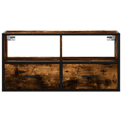 Mobile TV Rovere Fumo 80x31x39,5 cm Legno Multistrato e Metallo