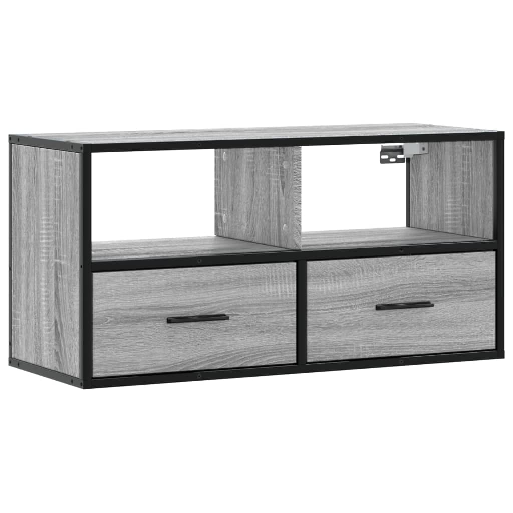 Mobile TV Grigio Sonoma 80x31x39,5 cm Legno Multistrato Metallo