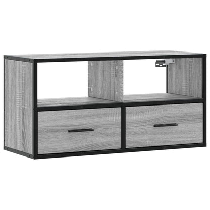 Mobile TV Grigio Sonoma 80x31x39,5 cm Legno Multistrato Metallo