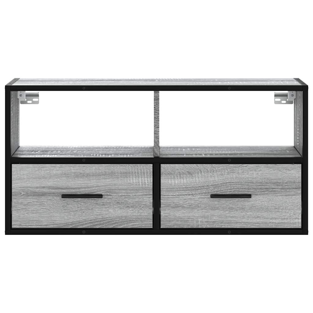 Mobile TV Grigio Sonoma 80x31x39,5 cm Legno Multistrato Metallo