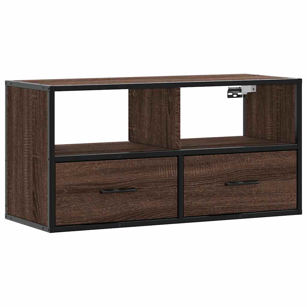 Mobile TV Rovere Marrone 80x31x39,5cm Legno Multistrato Metallo