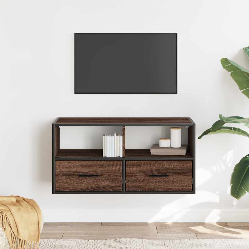 Mobile TV Rovere Marrone 80x31x39,5cm Legno Multistrato Metallo
