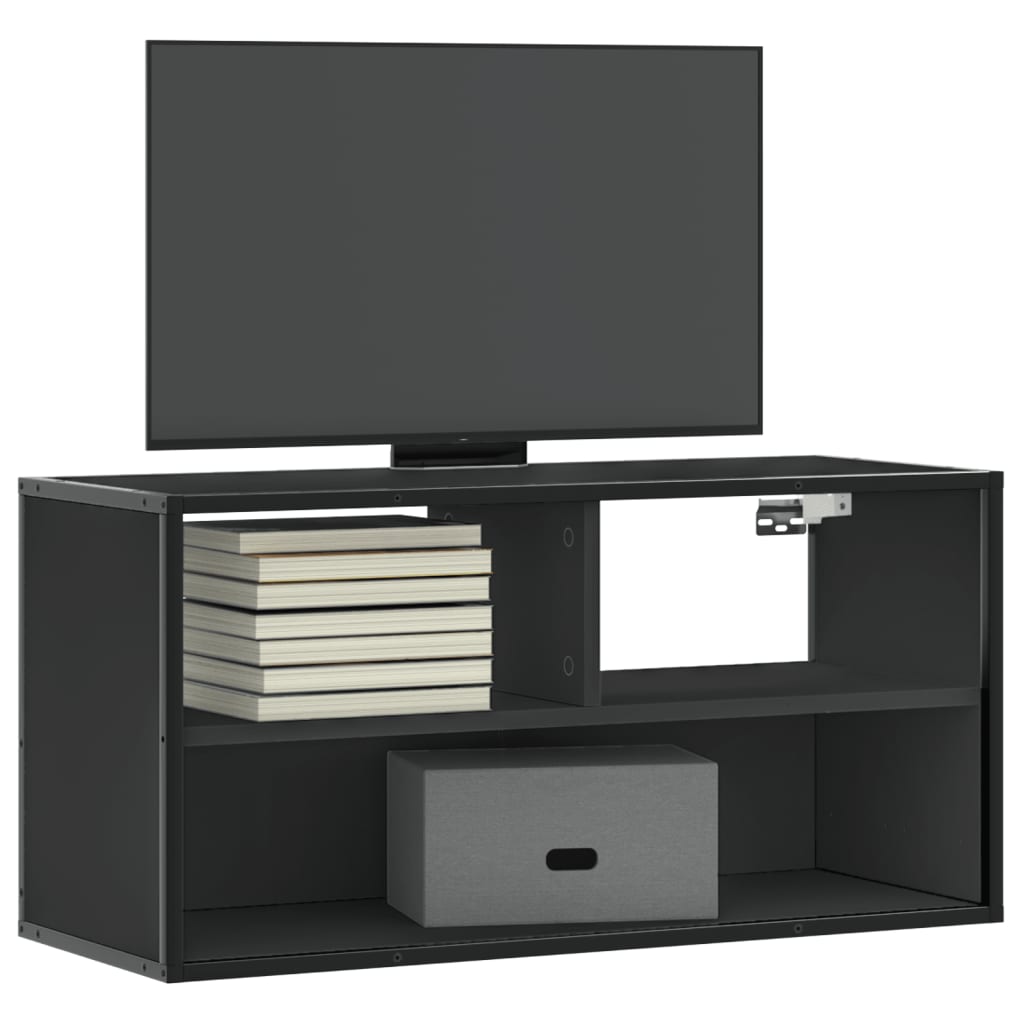 Mobile TV Nero 80x31x39,5 cm in Truciolato e Metallo