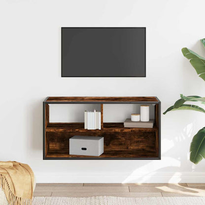 Mobile TV Rovere Fumo 80x31x39,5 cm Legno Multistrato e Metallo