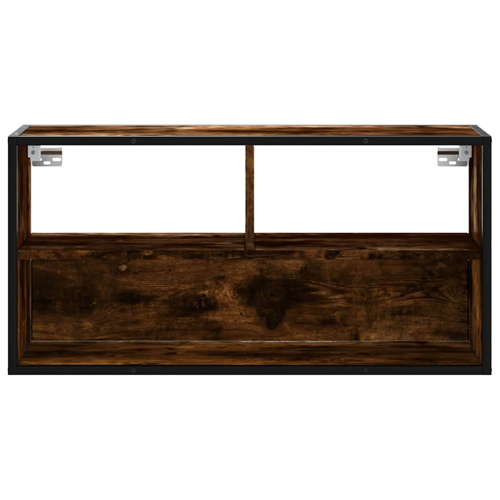 Mobile TV Rovere Fumo 80x31x39,5 cm Legno Multistrato e Metallo