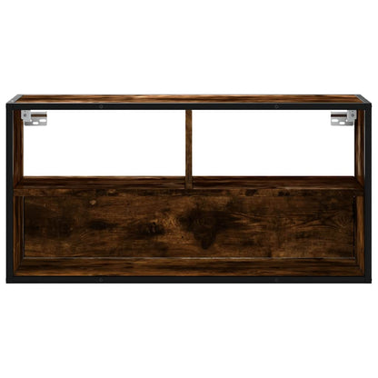 Mobile TV Rovere Fumo 80x31x39,5 cm Legno Multistrato e Metallo