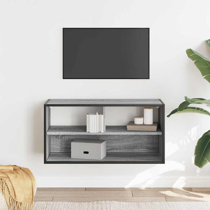 Mobile TV Grigio Sonoma 80x31x39,5 cm Legno Multistrato Metallo
